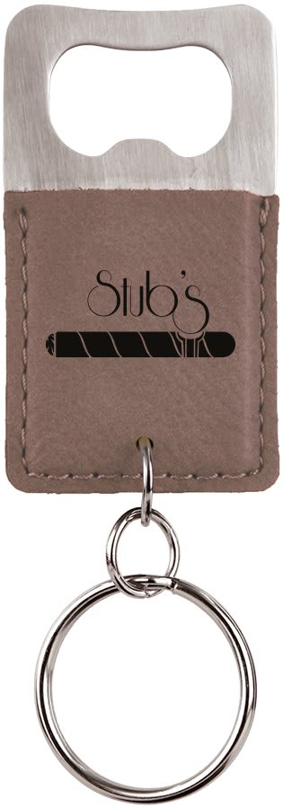 Rectangle Leatherette Bottle Opener Keychain - KCL11