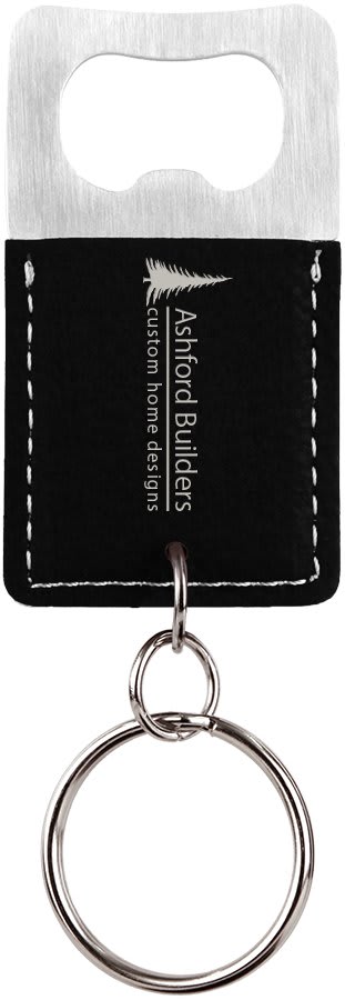 Rectangle Leatherette Bottle Opener Keychain - KCL11