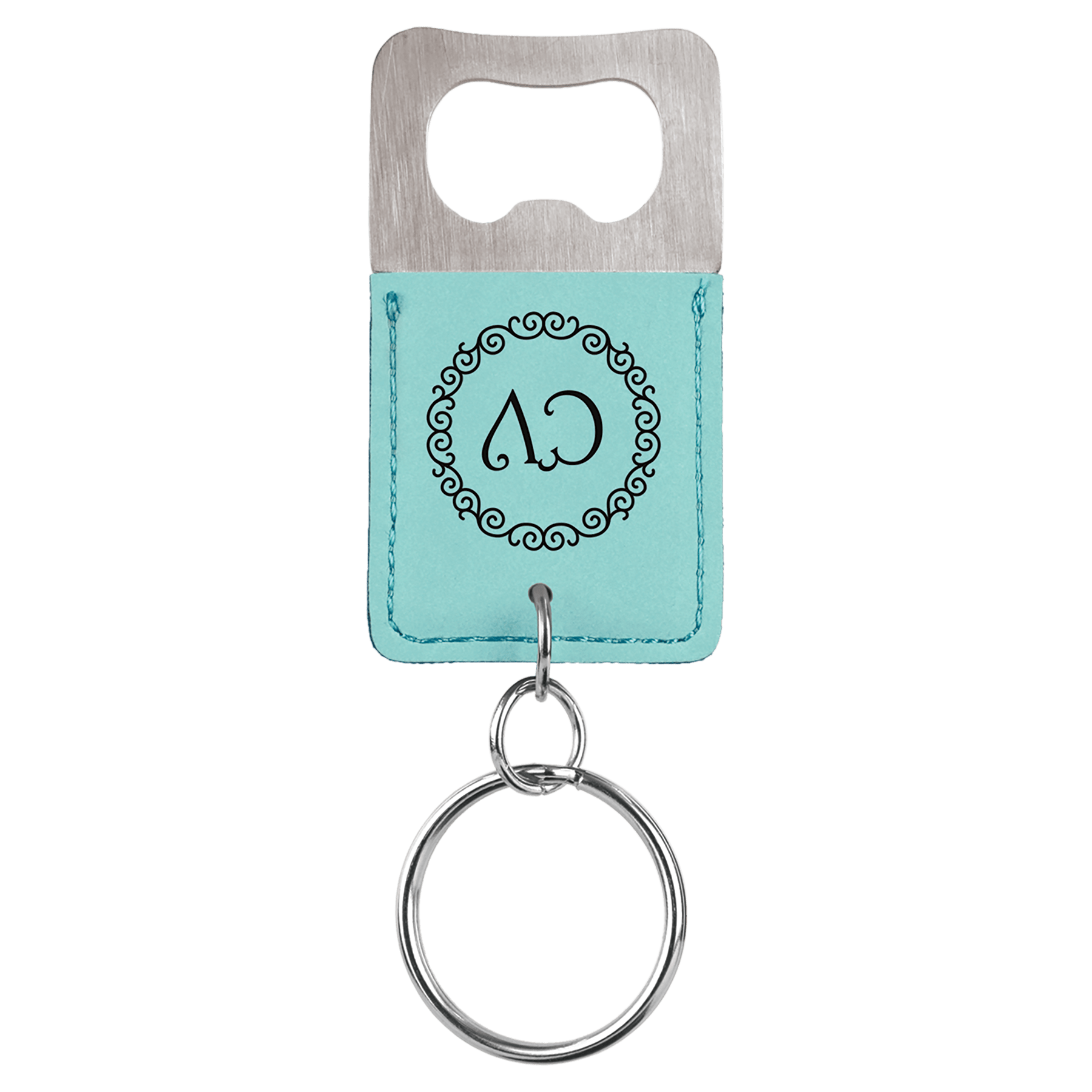 Rectangle Leatherette Bottle Opener Keychain - KCL11