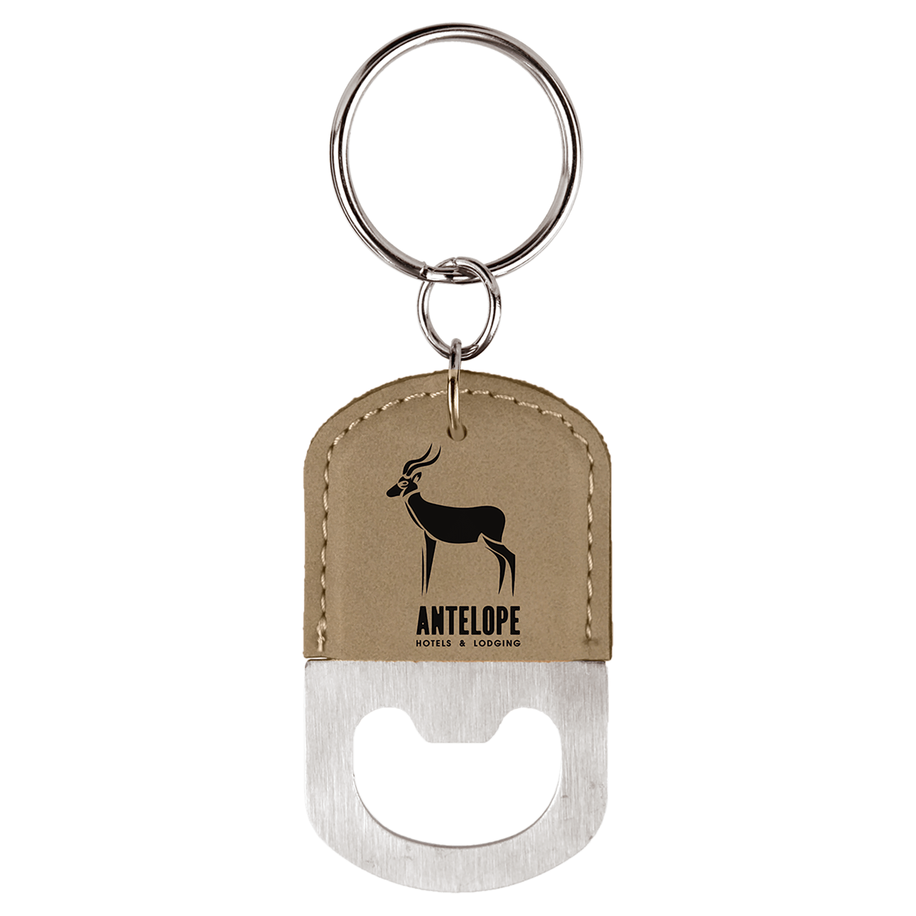 Oval Leatherette Bottle Opener Keychain - KCL04