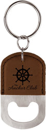 Oval Leatherette Bottle Opener Keychain - KCL04