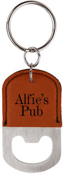 Oval Leatherette Bottle Opener Keychain - KCL04
