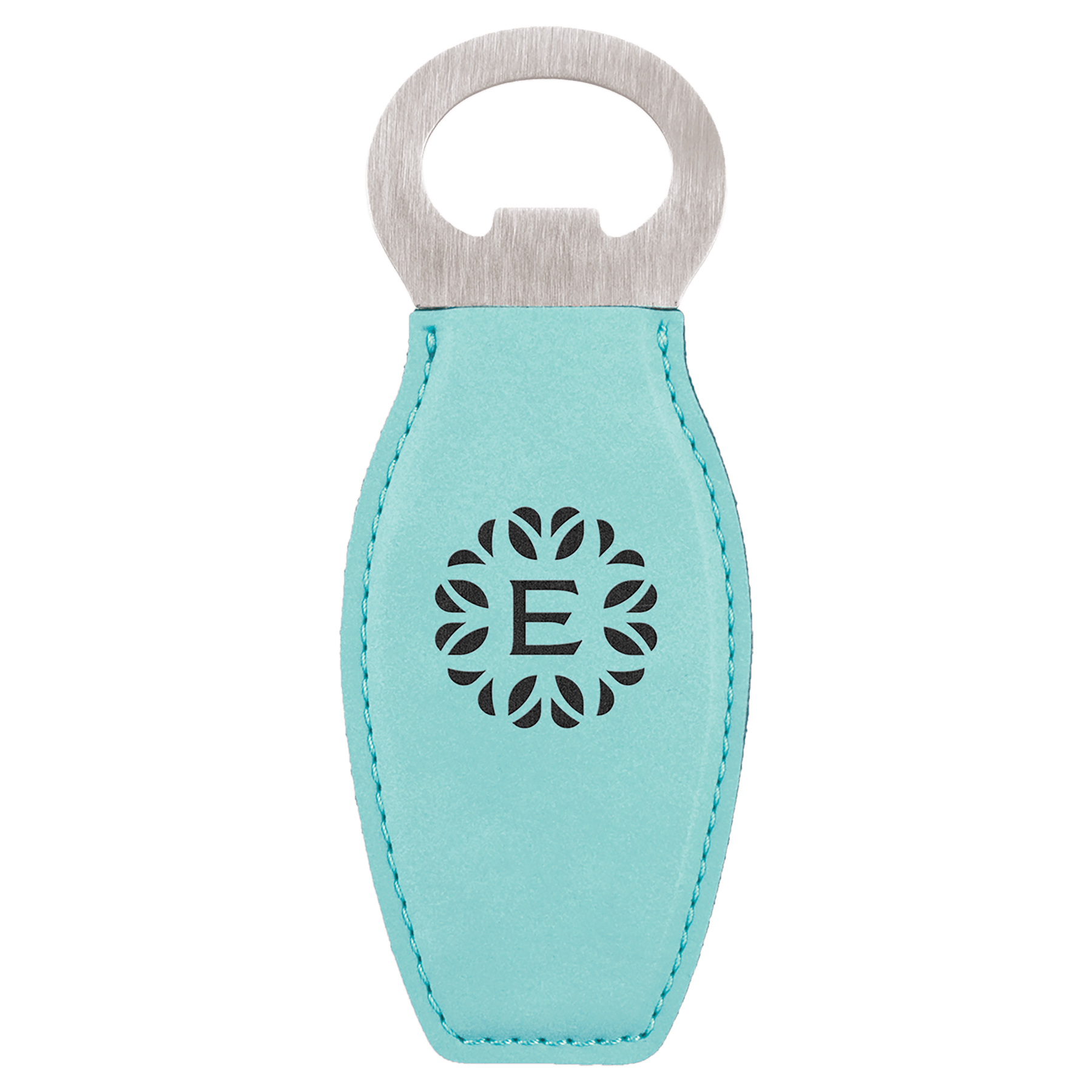 Teal Leatherette Bottle Opener with Magnet