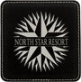 4" x 4" Square Black/Silver Leatherette Coaster