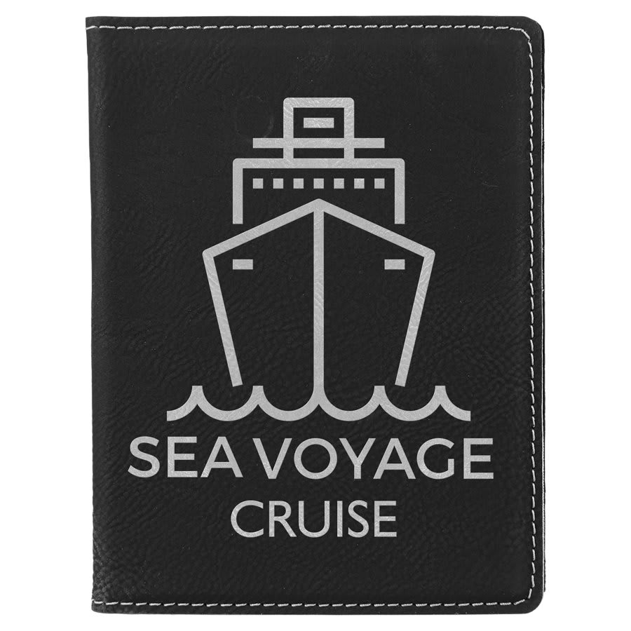 4.25" x 5.5" Black/Silver Leatherette Passport Holder