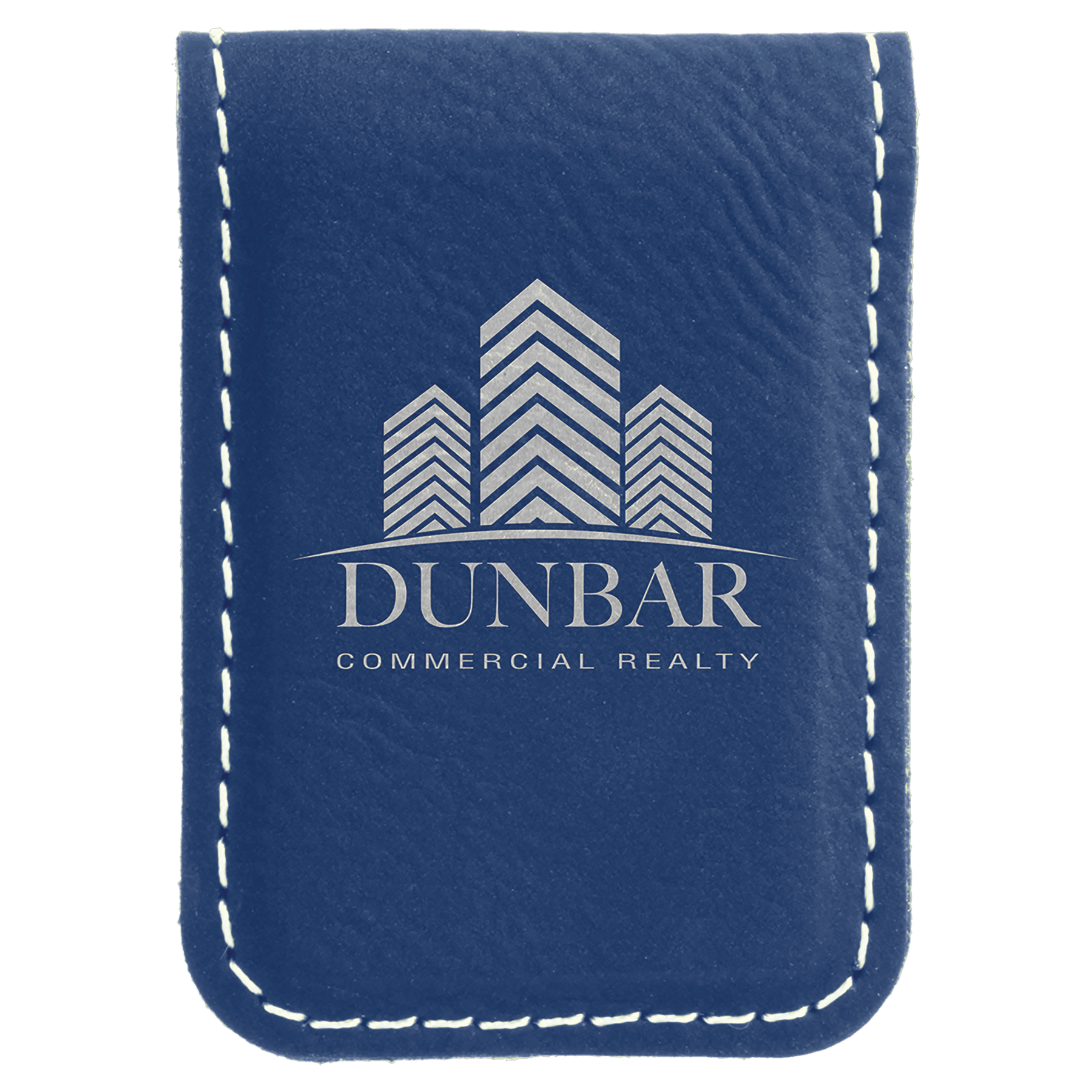 1.75" x 2.5" Blue/Silver Leatherette Money Clip