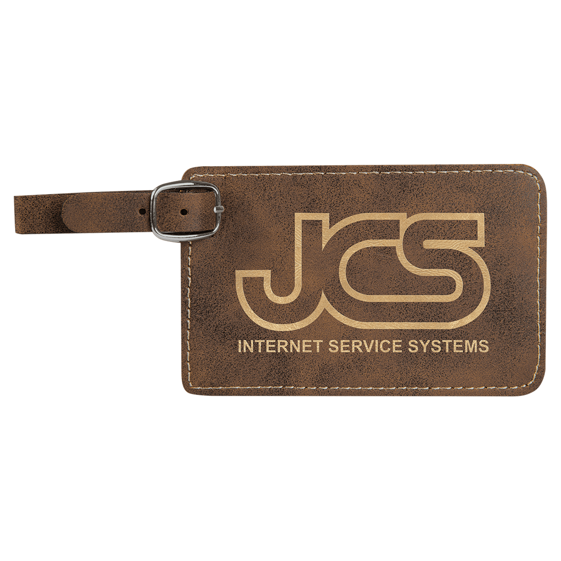 4.25" x 2.75" Rustic/Gold Leatherette Luggage Tag
