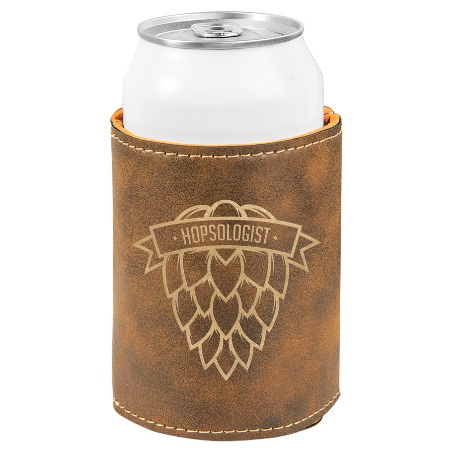 3.75" Rustic/Gold Leatherette Beverage Holder