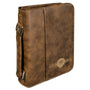 Rustic/Gold Leatherette Book/Bible Cover w/Handle & Zipper