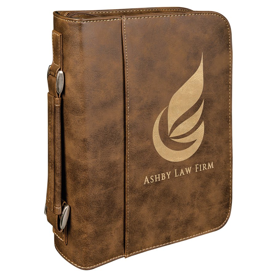 Rustic/Gold Leatherette Book/Bible Cover w/Handle & Zipper