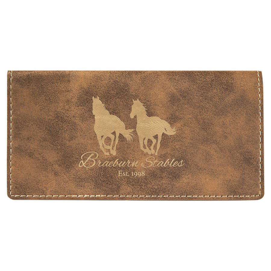6.75" x 3.5" Rustic/Gold Leatherette Checkbook Cover