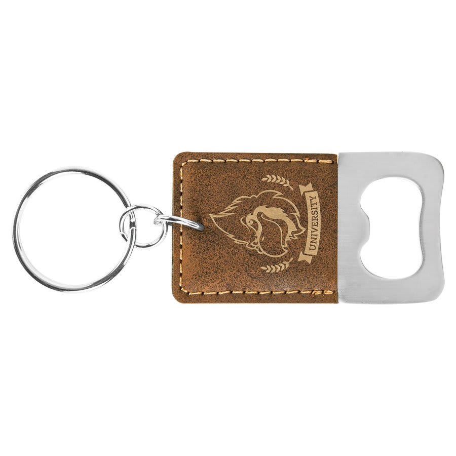 Rectangle Leatherette Bottle Opener Keychain - KCL11