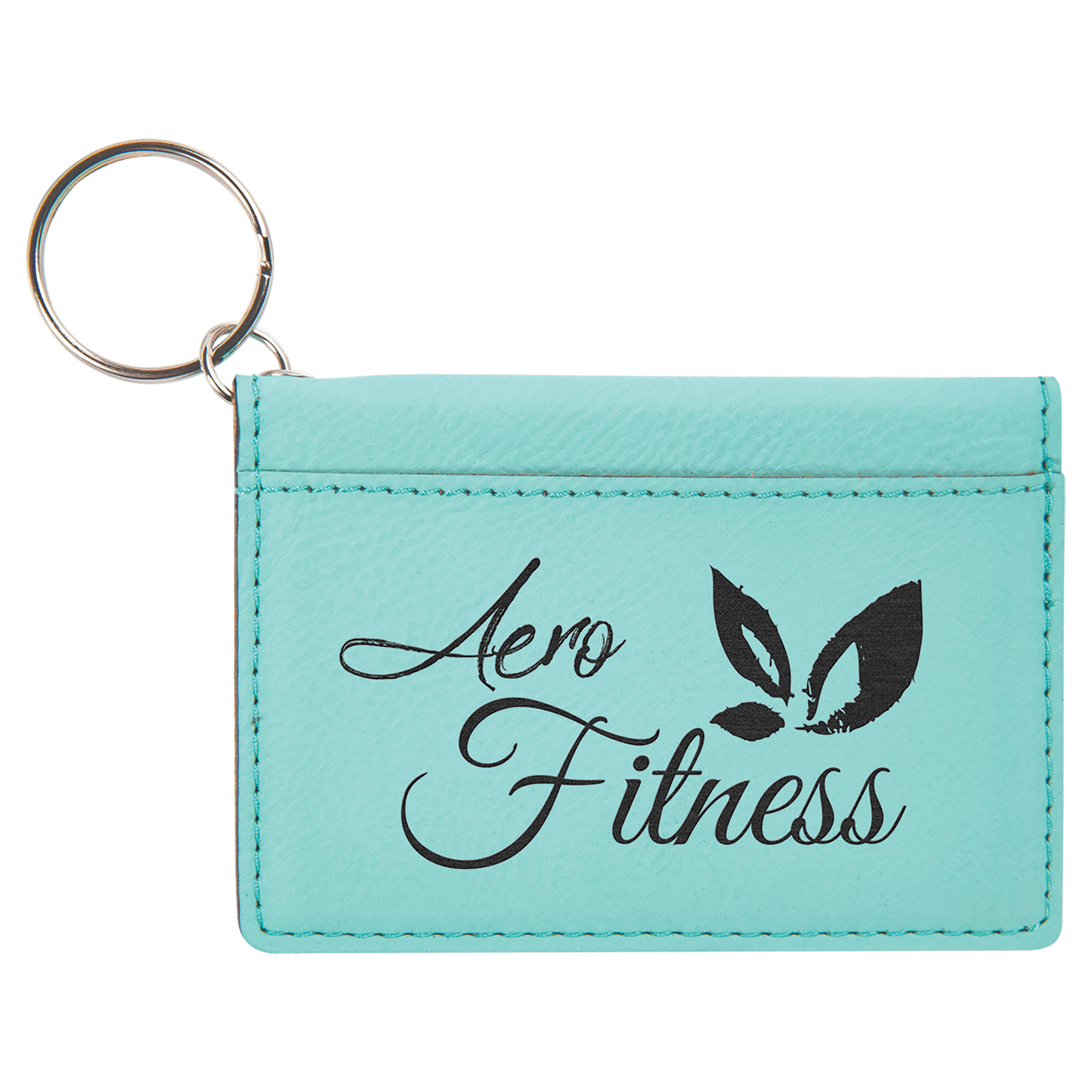 4.25" x 3" Teal Leatherette Keychain ID Holder