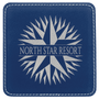 4" x 4" Square Blue/Silver Leatherette Coaster