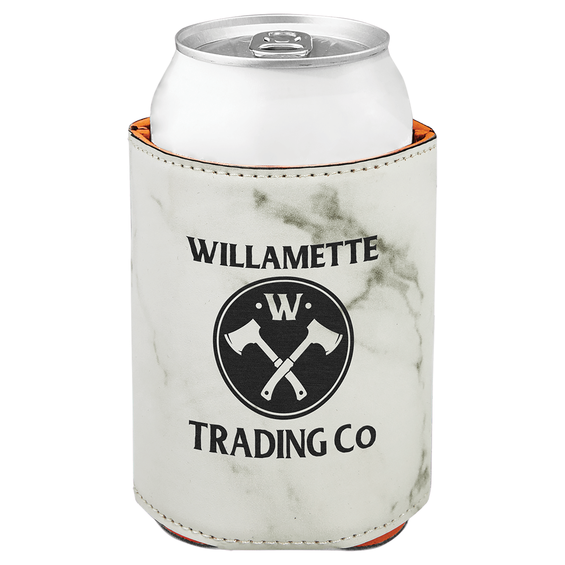 3.75" White Marble Leatherette Beverage Holder