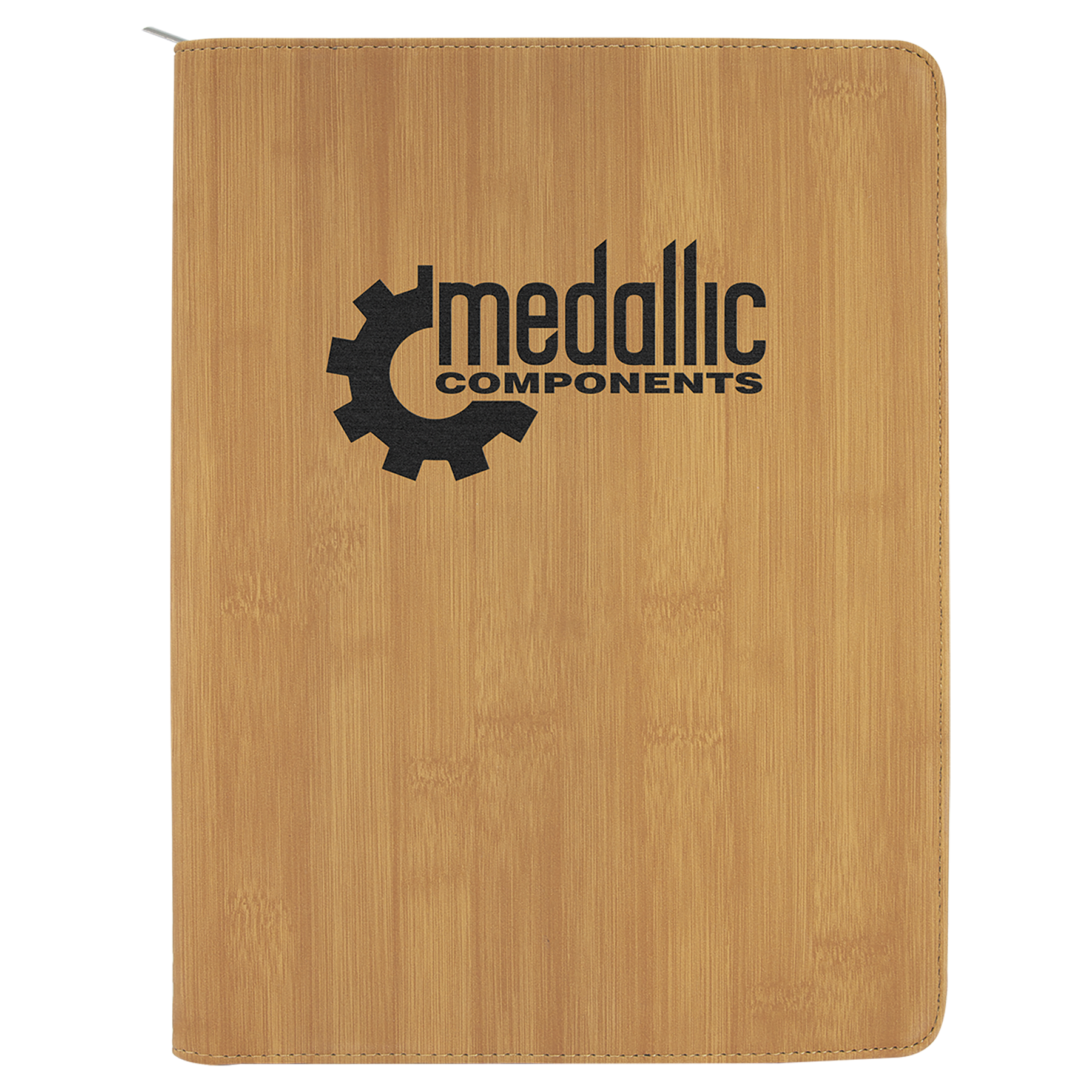 9.5" x 12" Bamboo w/Zipper Leatherette Portfolio w/Notepad