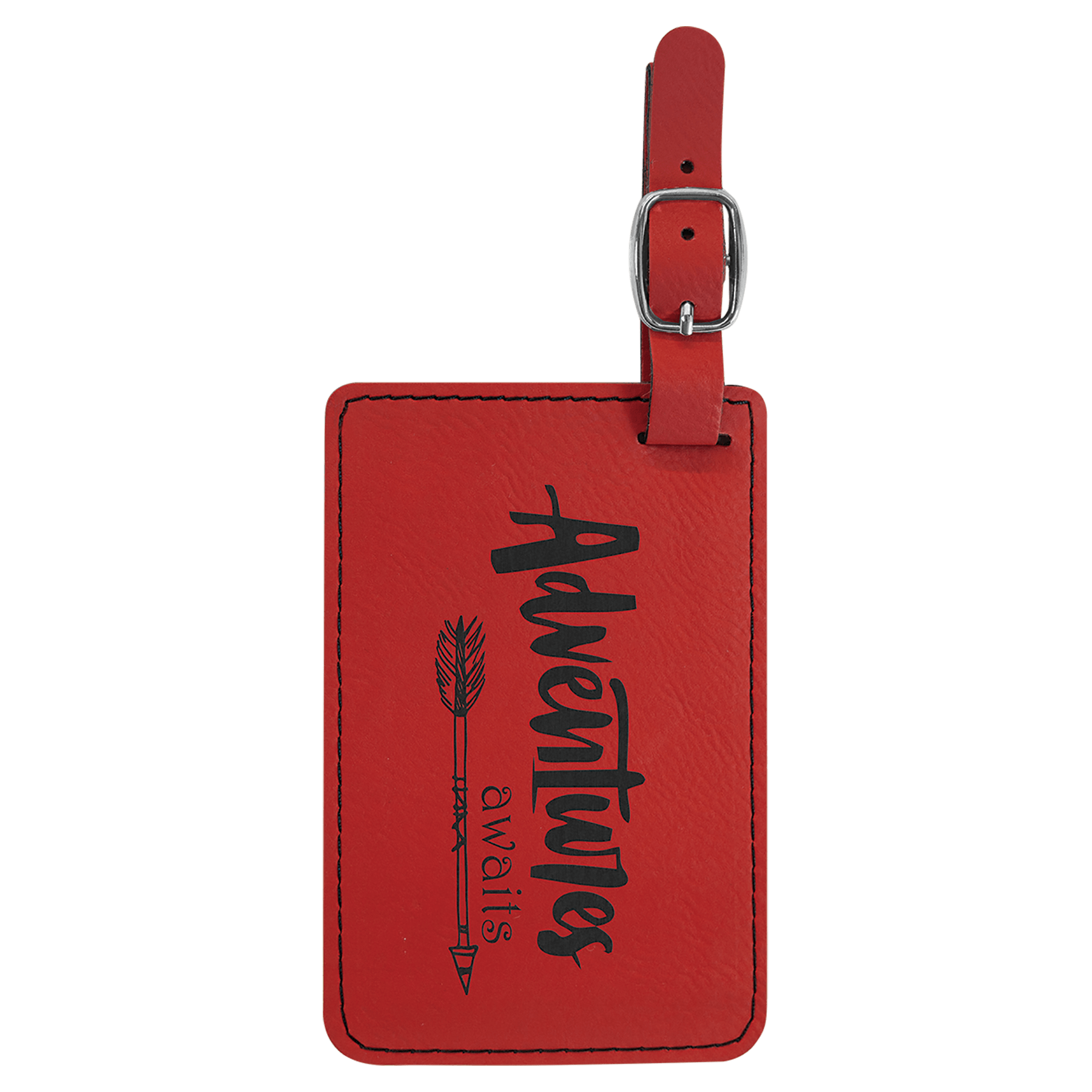 4.25" x 2.75" Red Leatherette Luggage Tag