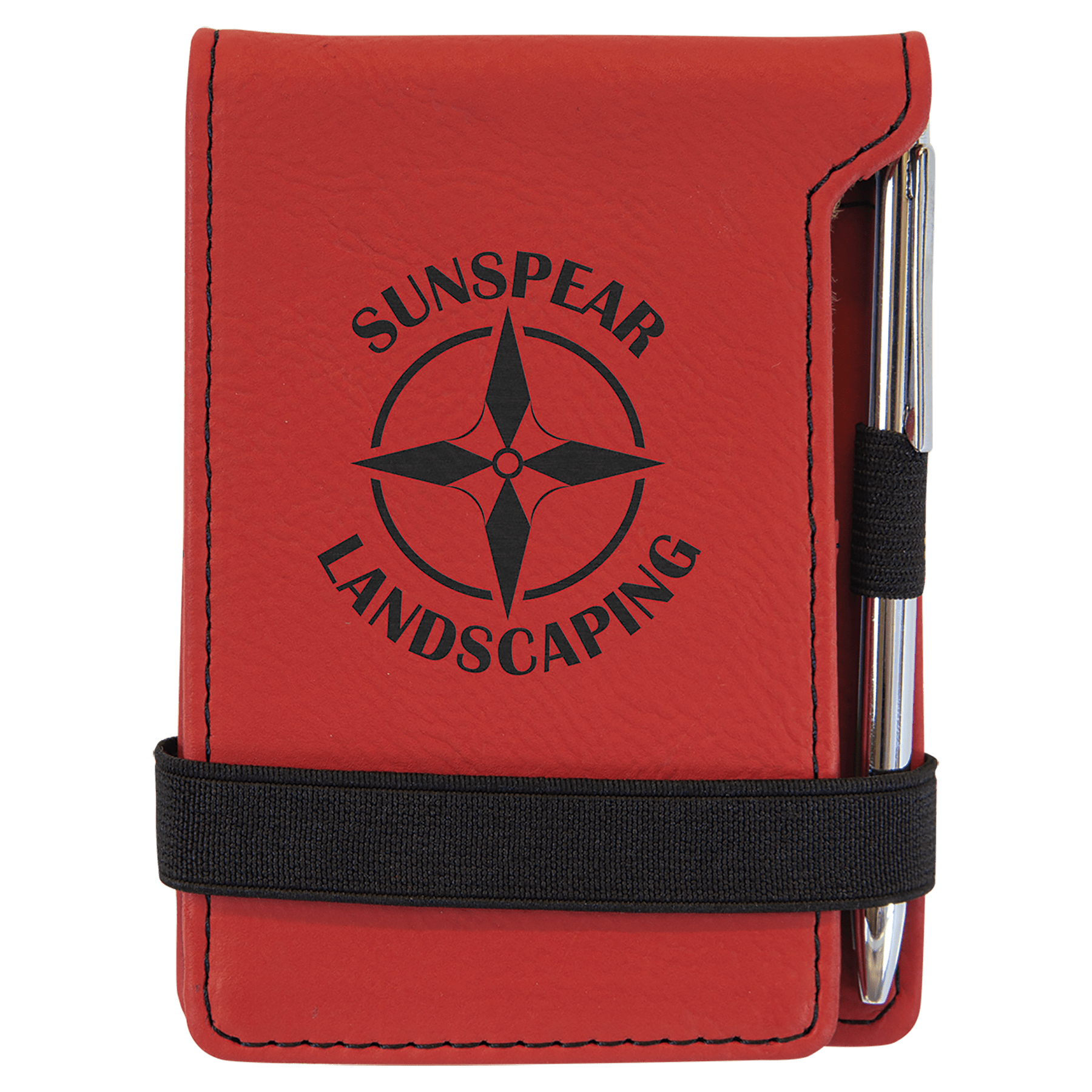 3.25" x 4.75" Red Leatherette Mini Notepad with Pen