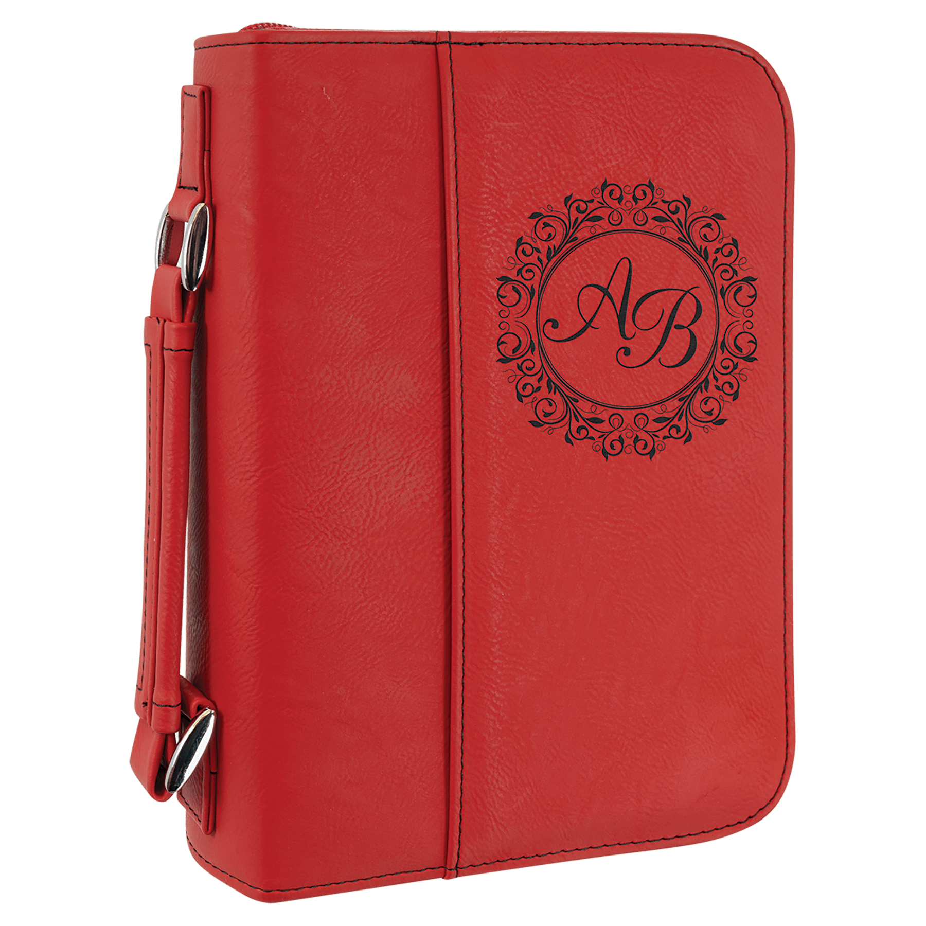 Red Leatherette Book/Bible Cover with Handle & Zipper