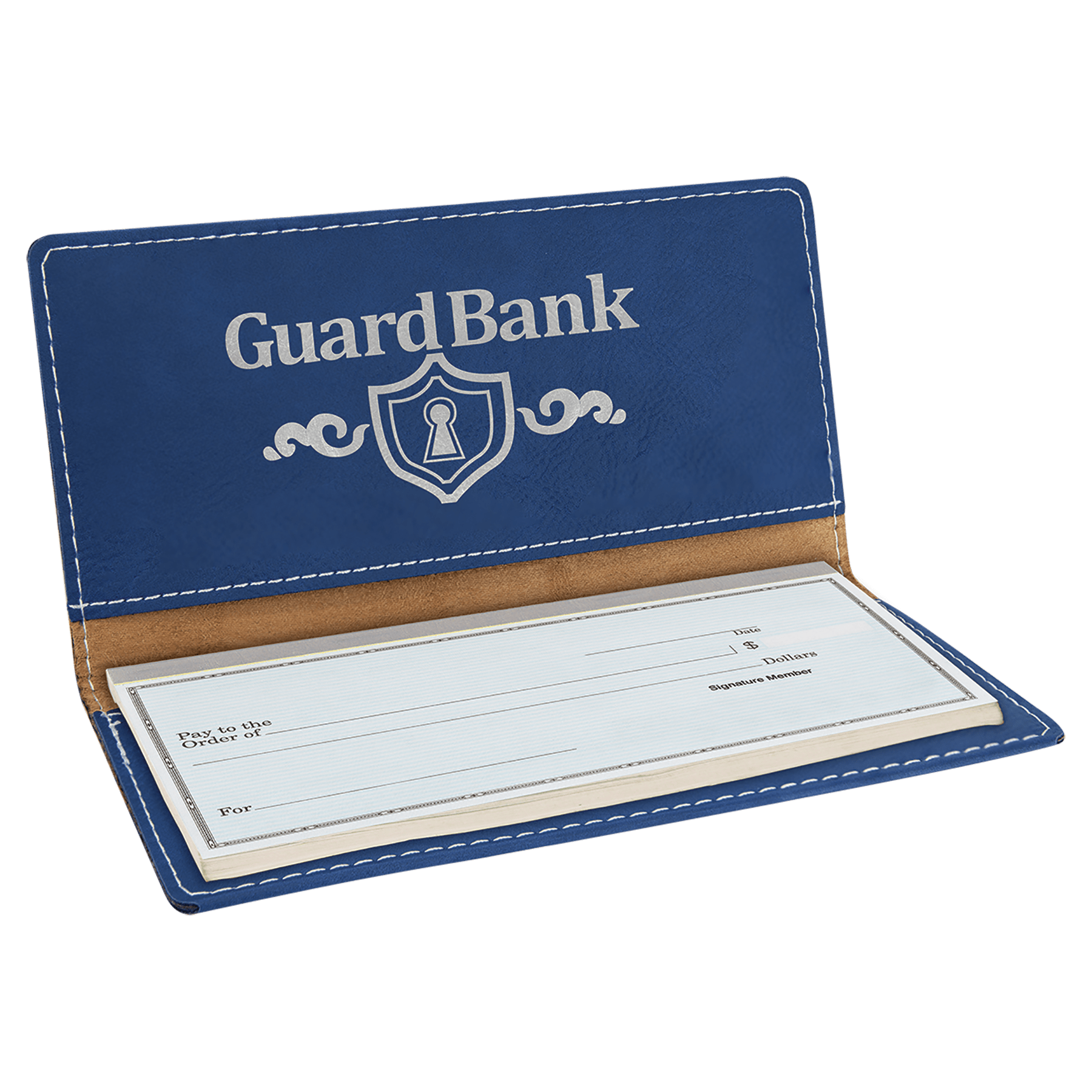 6.75" x 3.5" Blue/Silver Leatherette Checkbook Cover