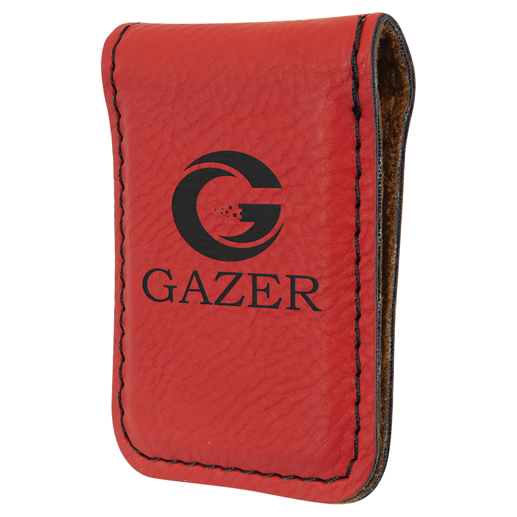 1.75" x 2.5" Red Leatherette Money Clip