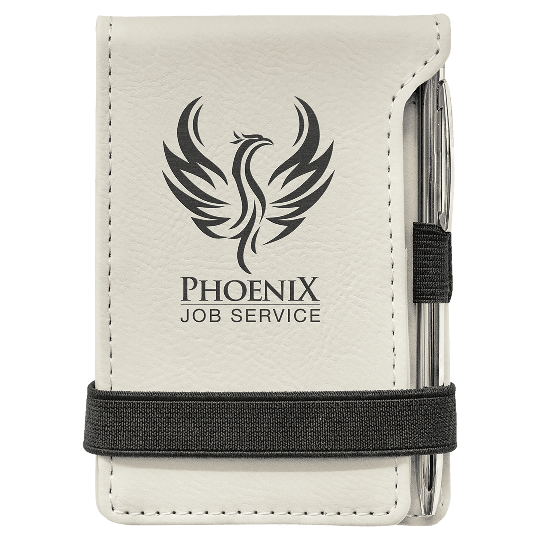 3.25" x 4.75" White Leatherette Mini Notepad with Pen