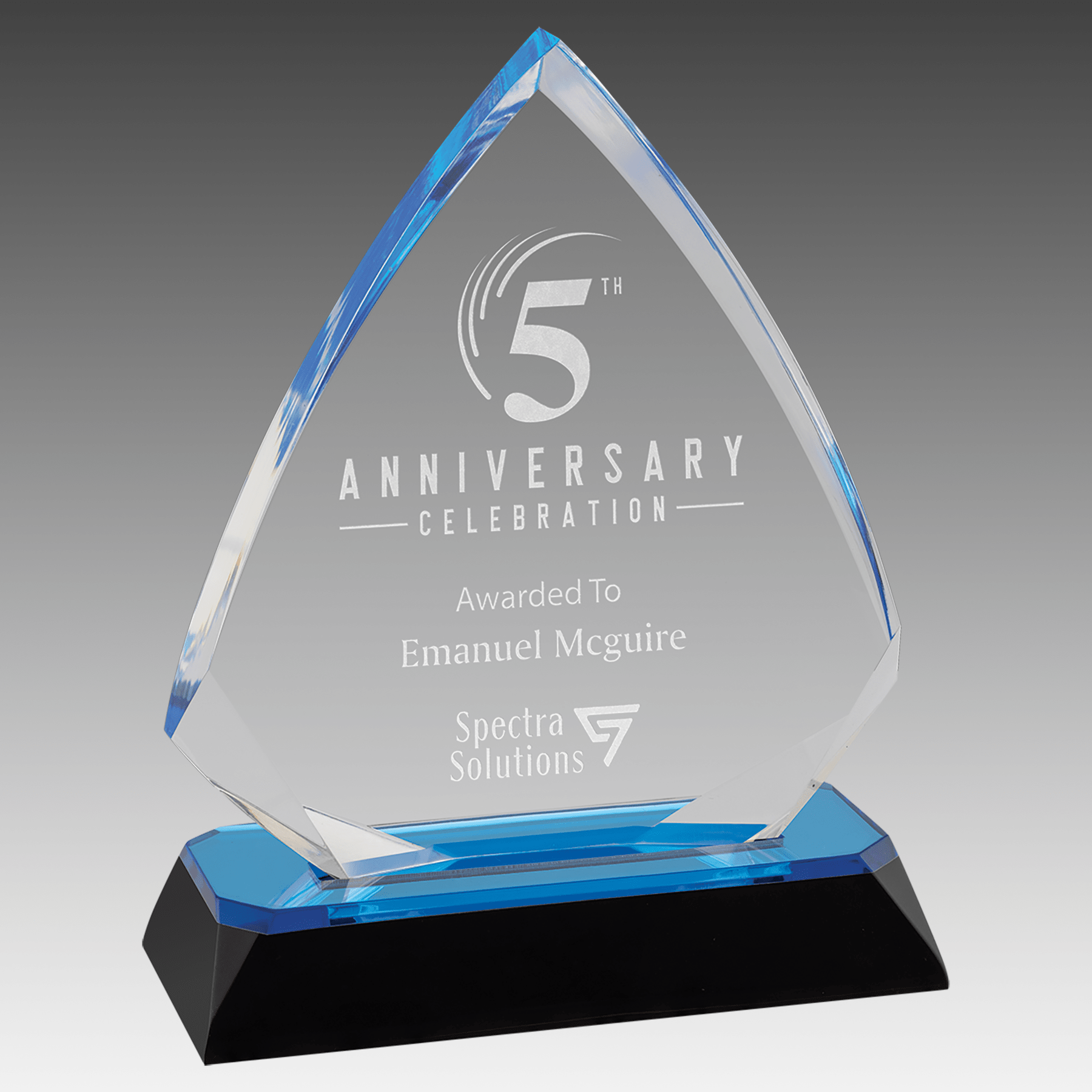 5.75" Blue Arrow Diamond Corner Base Impress Acrylic