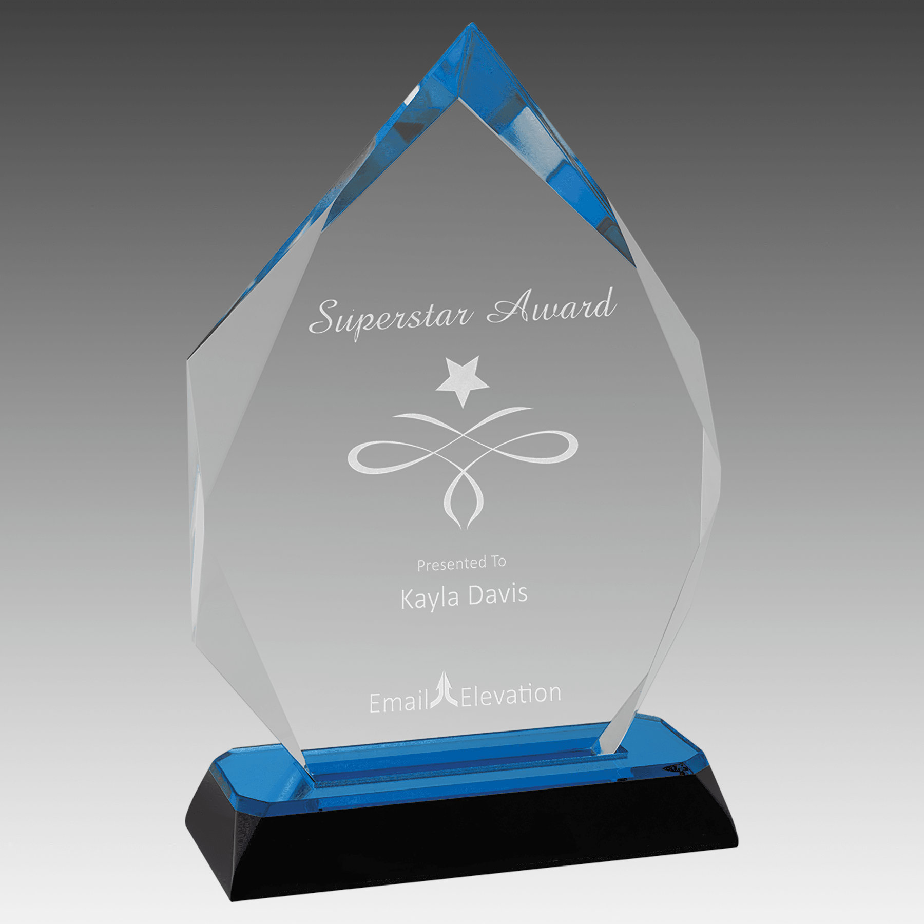 7.75" Blue Diamond-Diamond Corner Base Impress Acrylic