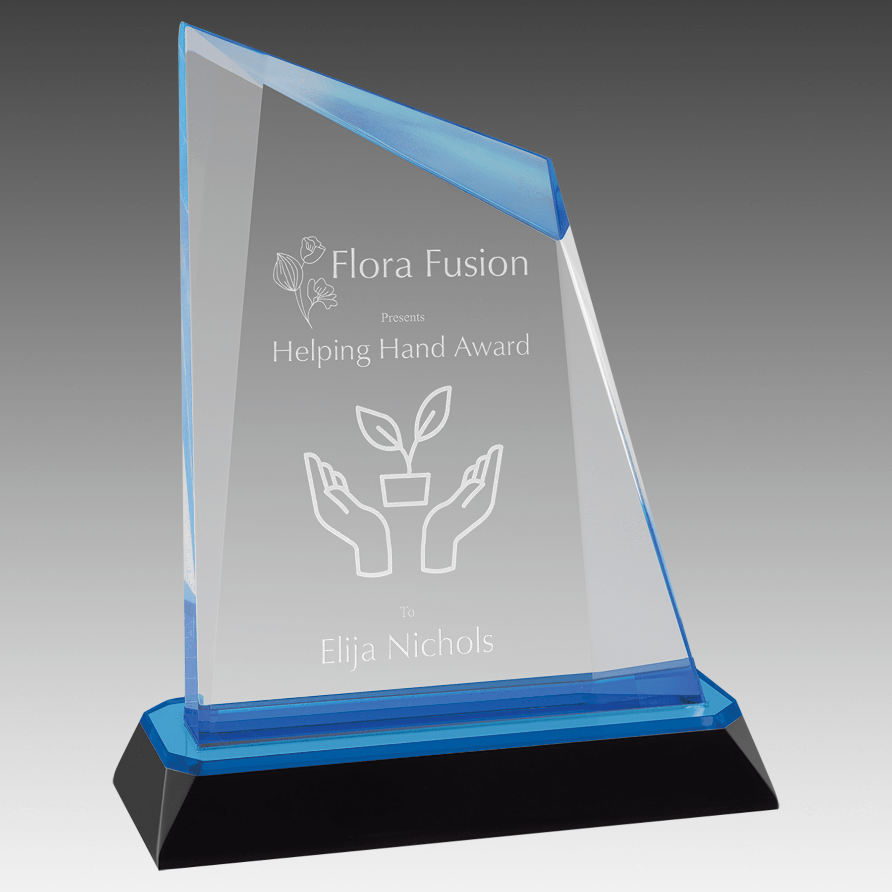 6.75" Blue Peak Diamond Corner Base Impress Acrylic