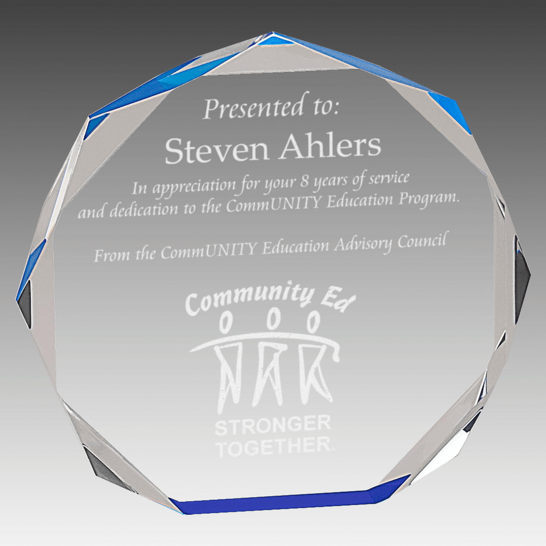 7" Blue Octagon Acrylic Award
