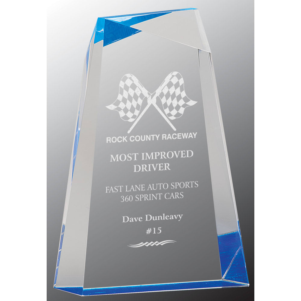 8" Blue Facet Wedge Acrylic