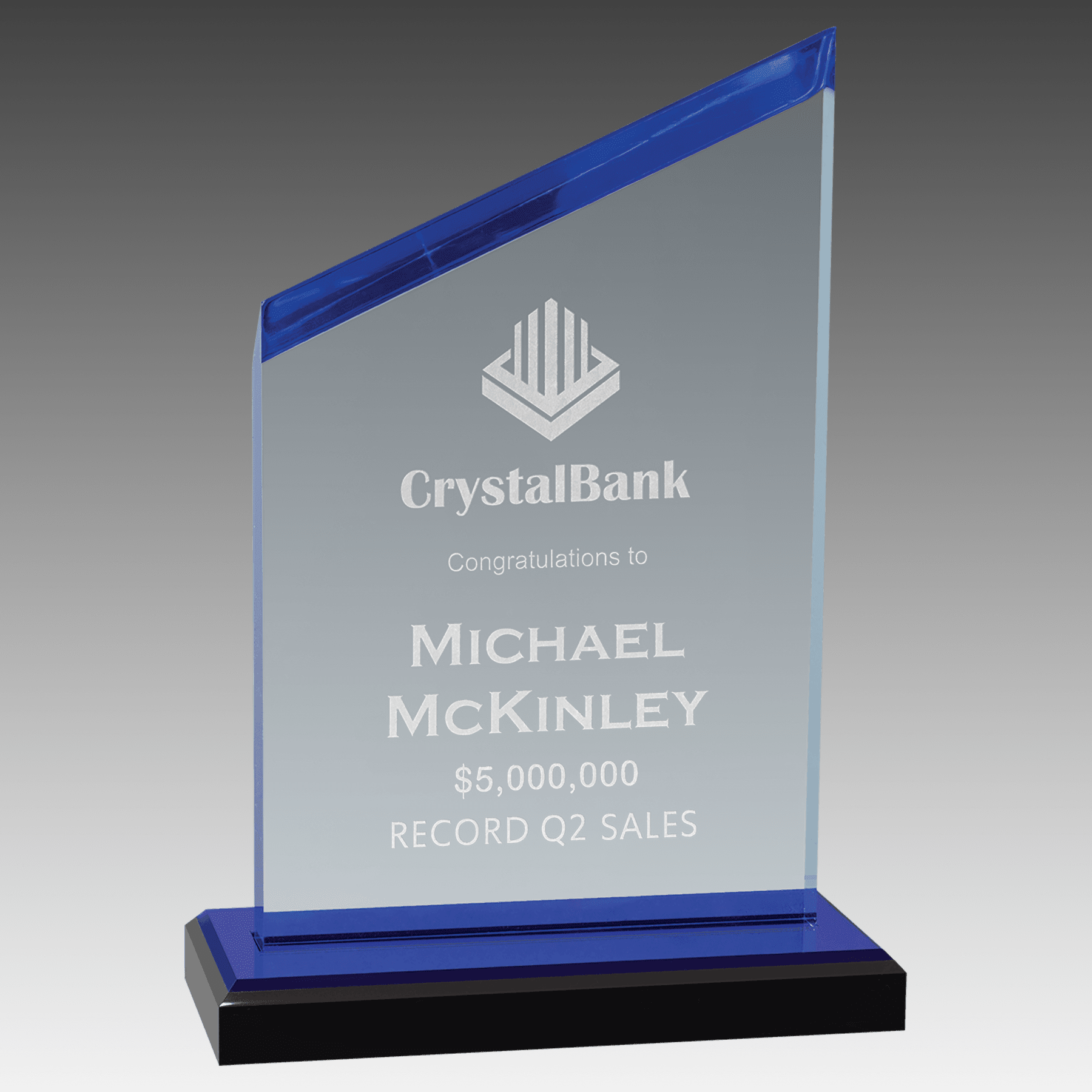 Acrylic w/Blue Accents, Black Base w/Blue Mirror Top