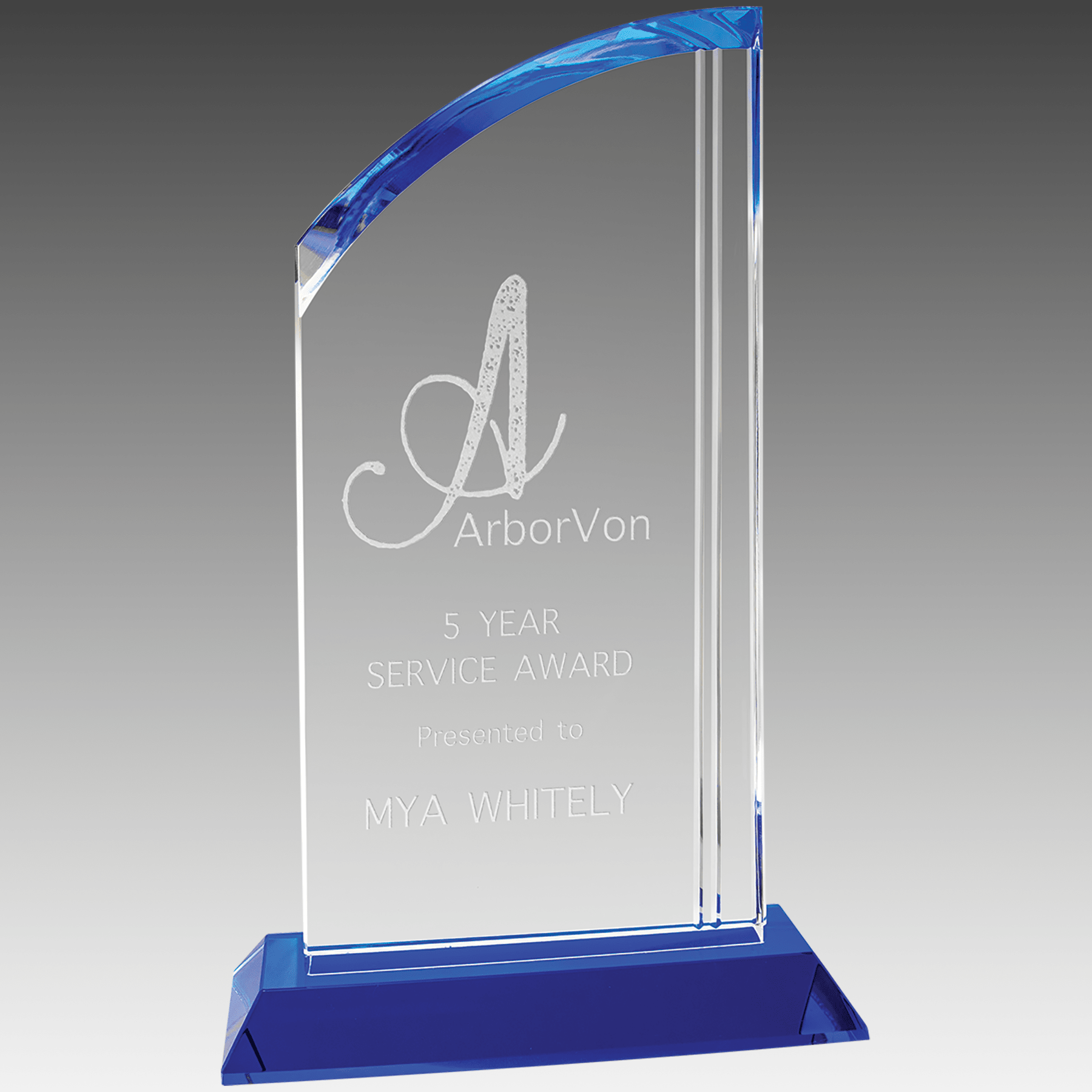 10.5" Crystal Arch with Blue Base