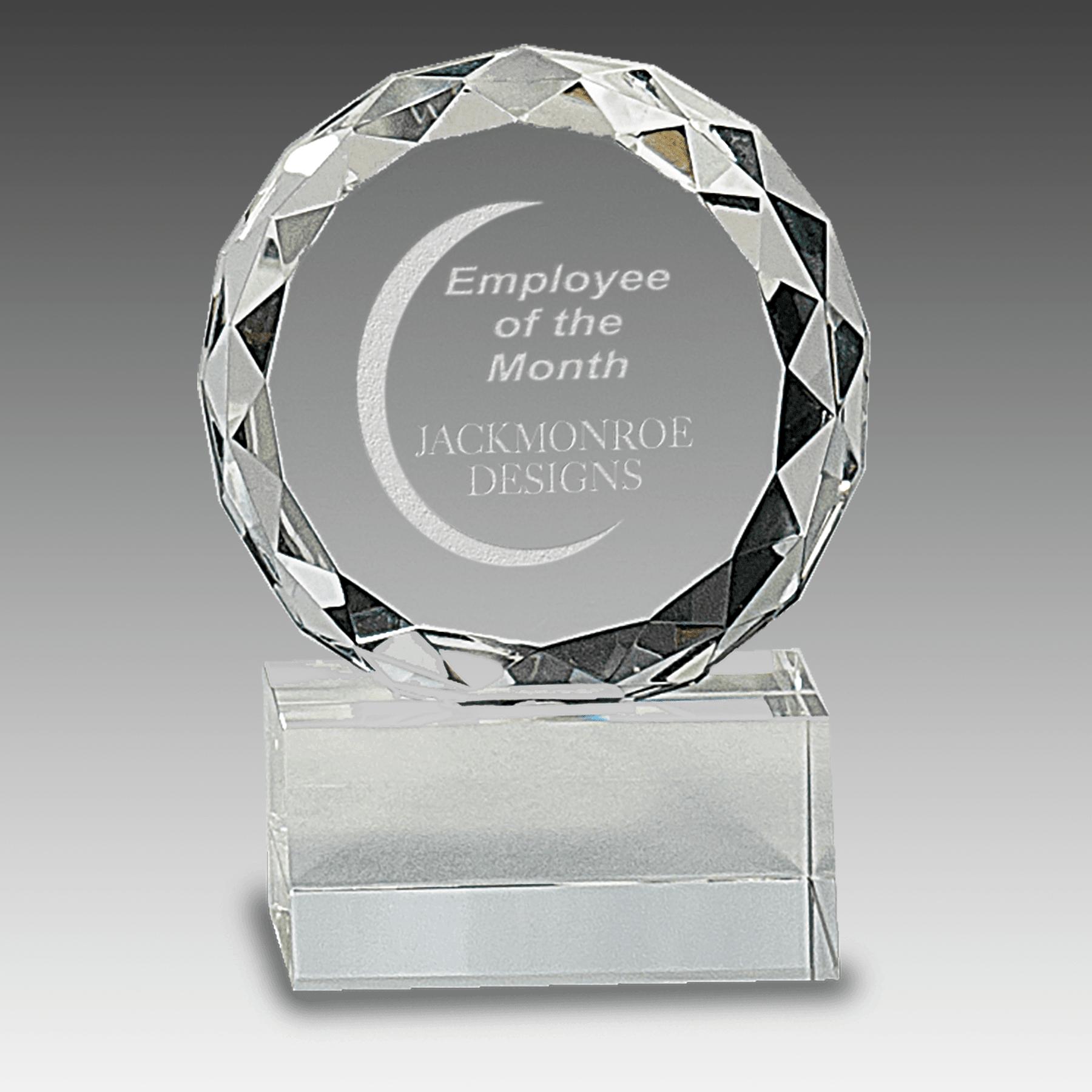 4" Round Facet Crystal on Clear Pedestal Base