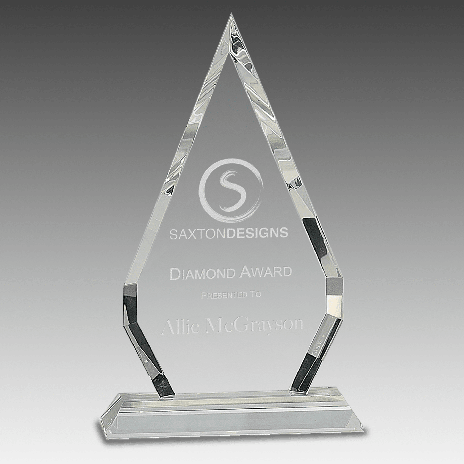 10" Crystal Diamond on Clear Pedestal Base