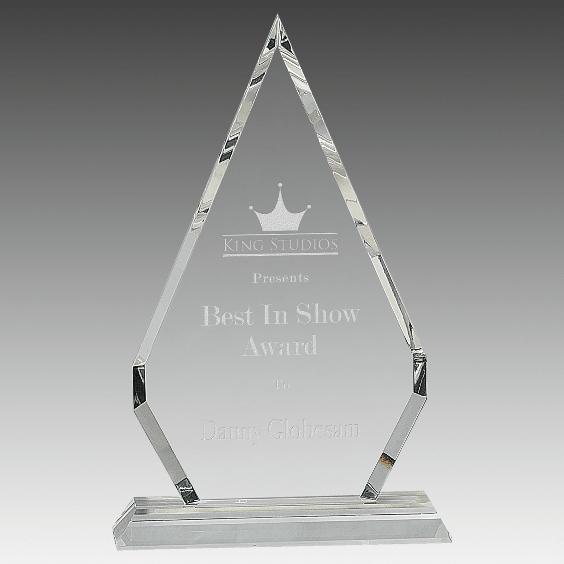 10.75" Crystal Diamond on Clear Pedestal Base