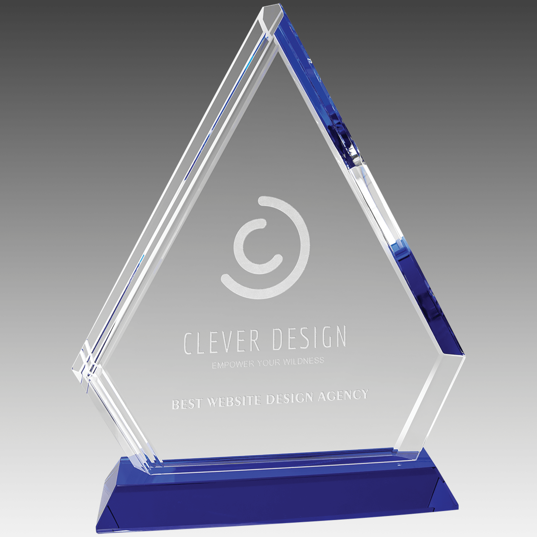 9.75" Crystal Diamond on Blue Pedestal Base