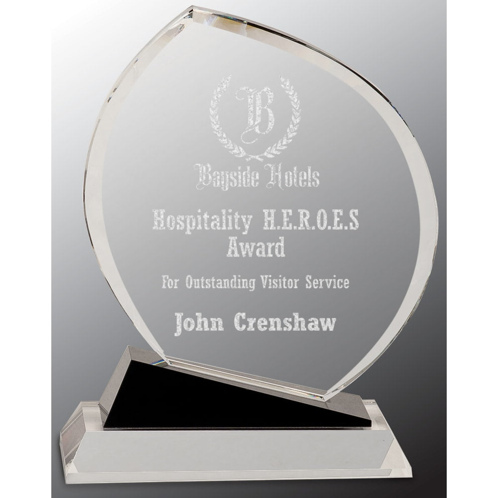 9.5" Crystal Oblong with Black Accents