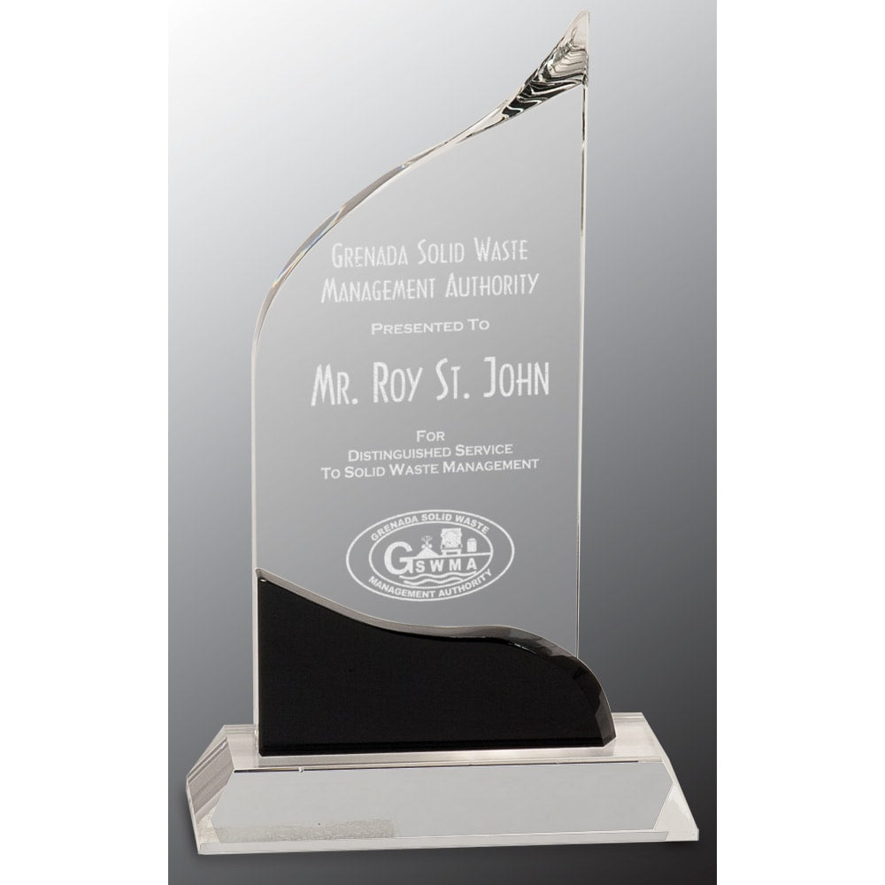 8.5" Clear Crystal Wave with Black Accent