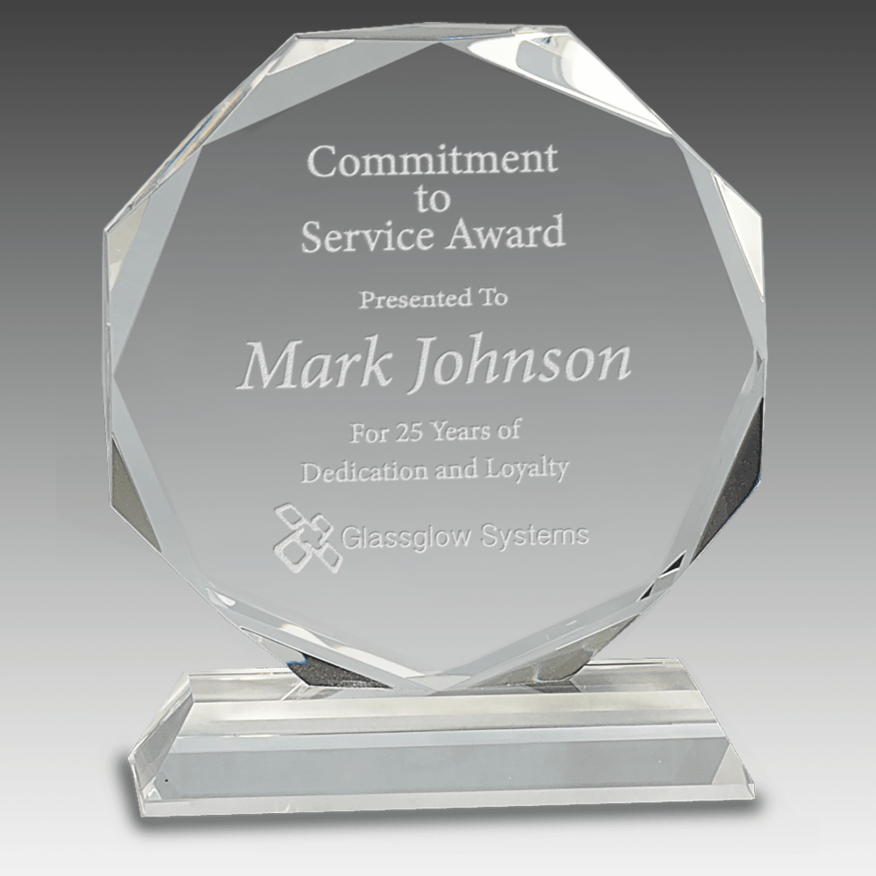 6" Clear Crystal Octagon on Clear Pedestal Base