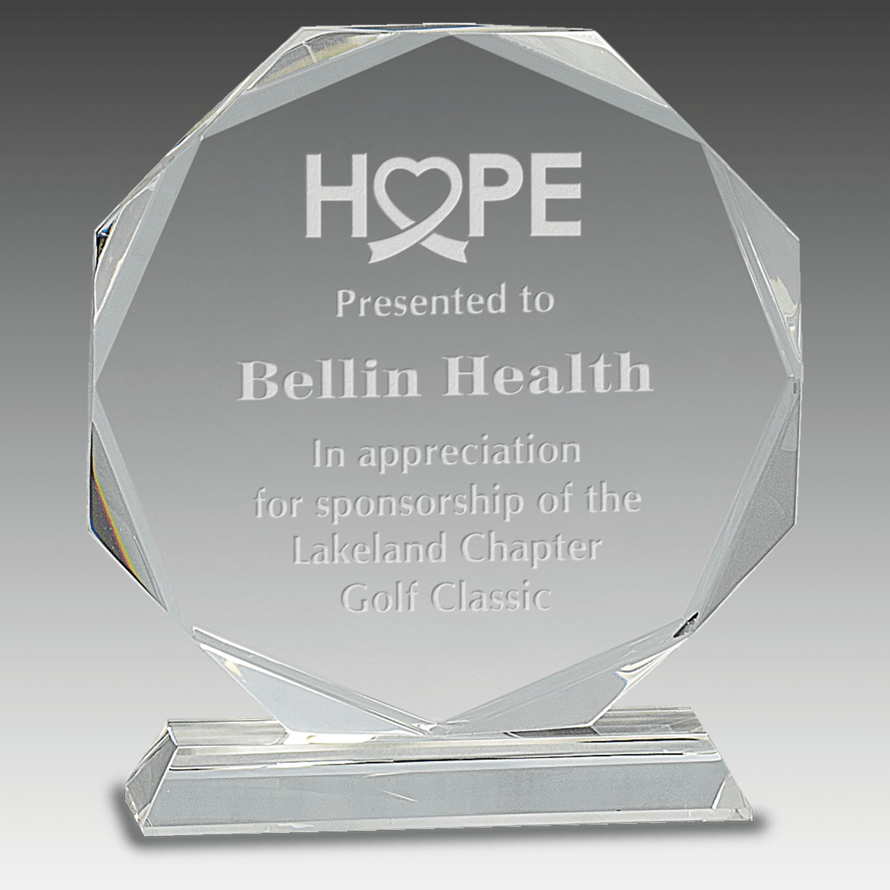 7.25" Clear Crystal Octagon on Clear Pedestal Base