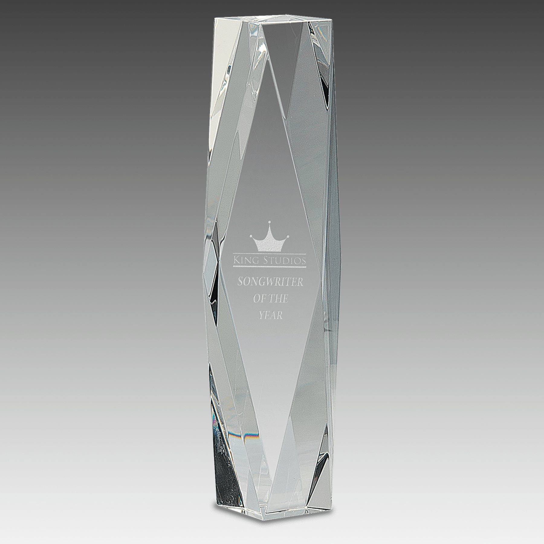 12" Clear Crystal Facet Tower