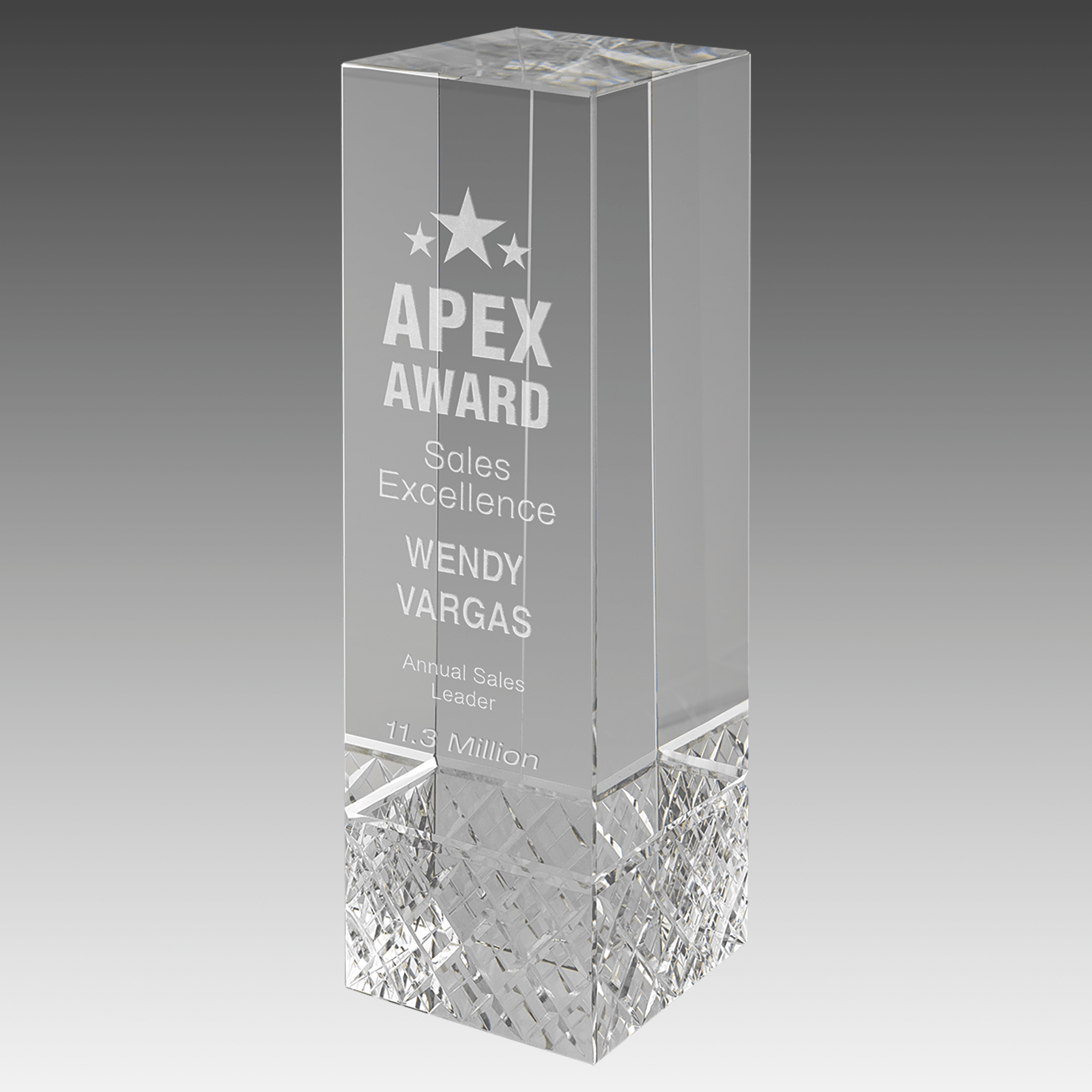 7.75" Crystal Rectangle with Jewel Base