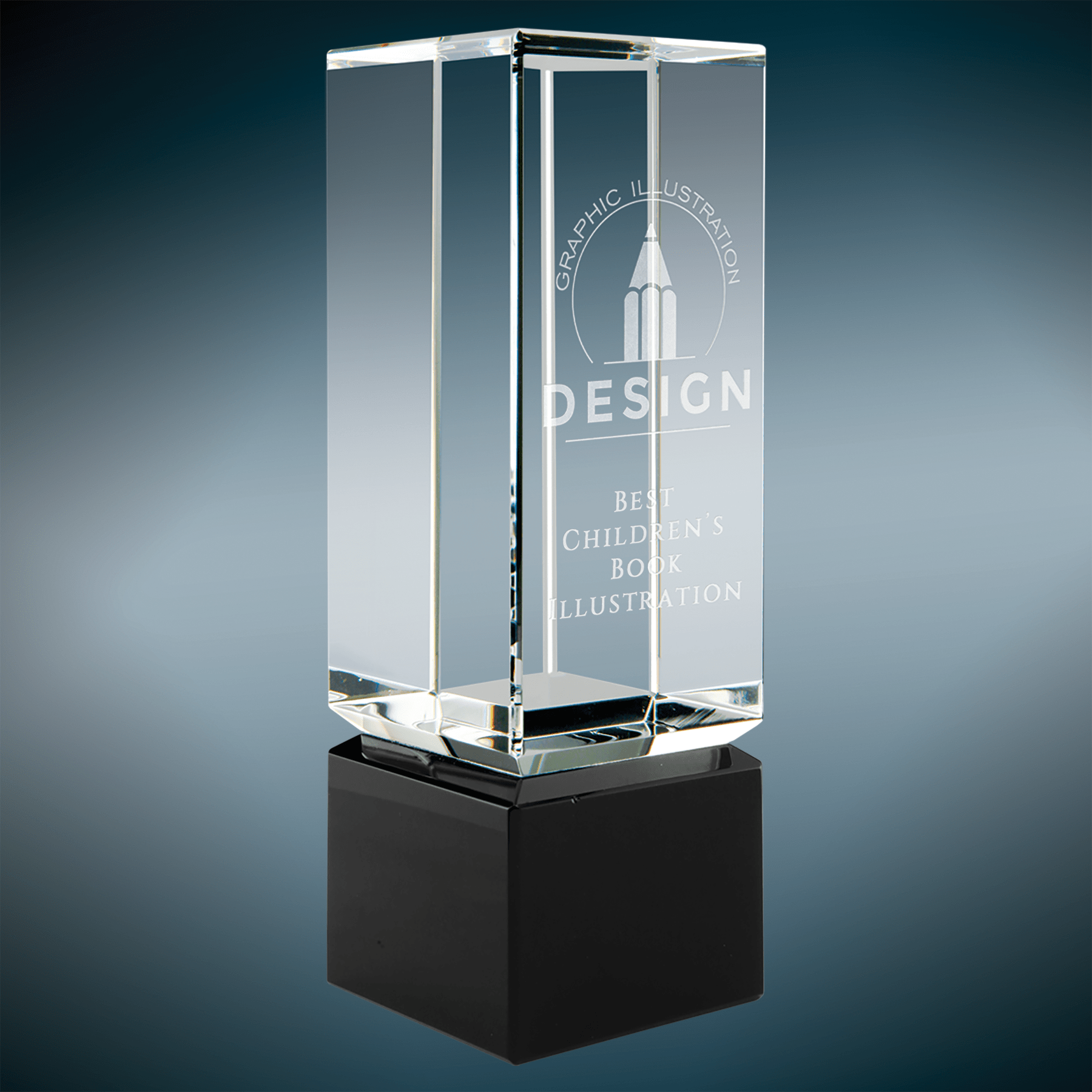 2.25" x 7" Clear Crystal Block on Black Crystal Base