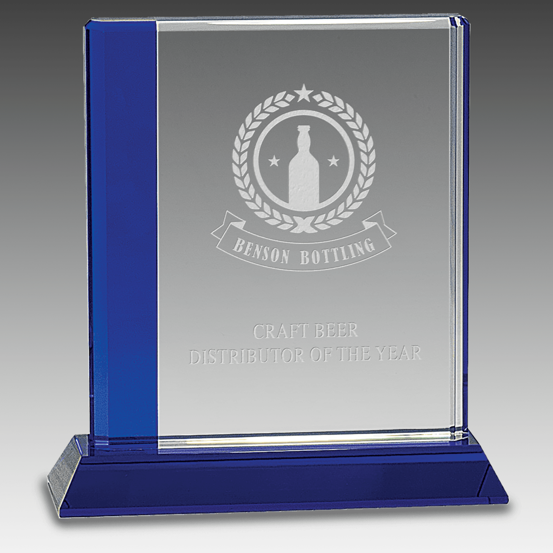 6.5" x 7" Blue Edge Crystal on Blue Base