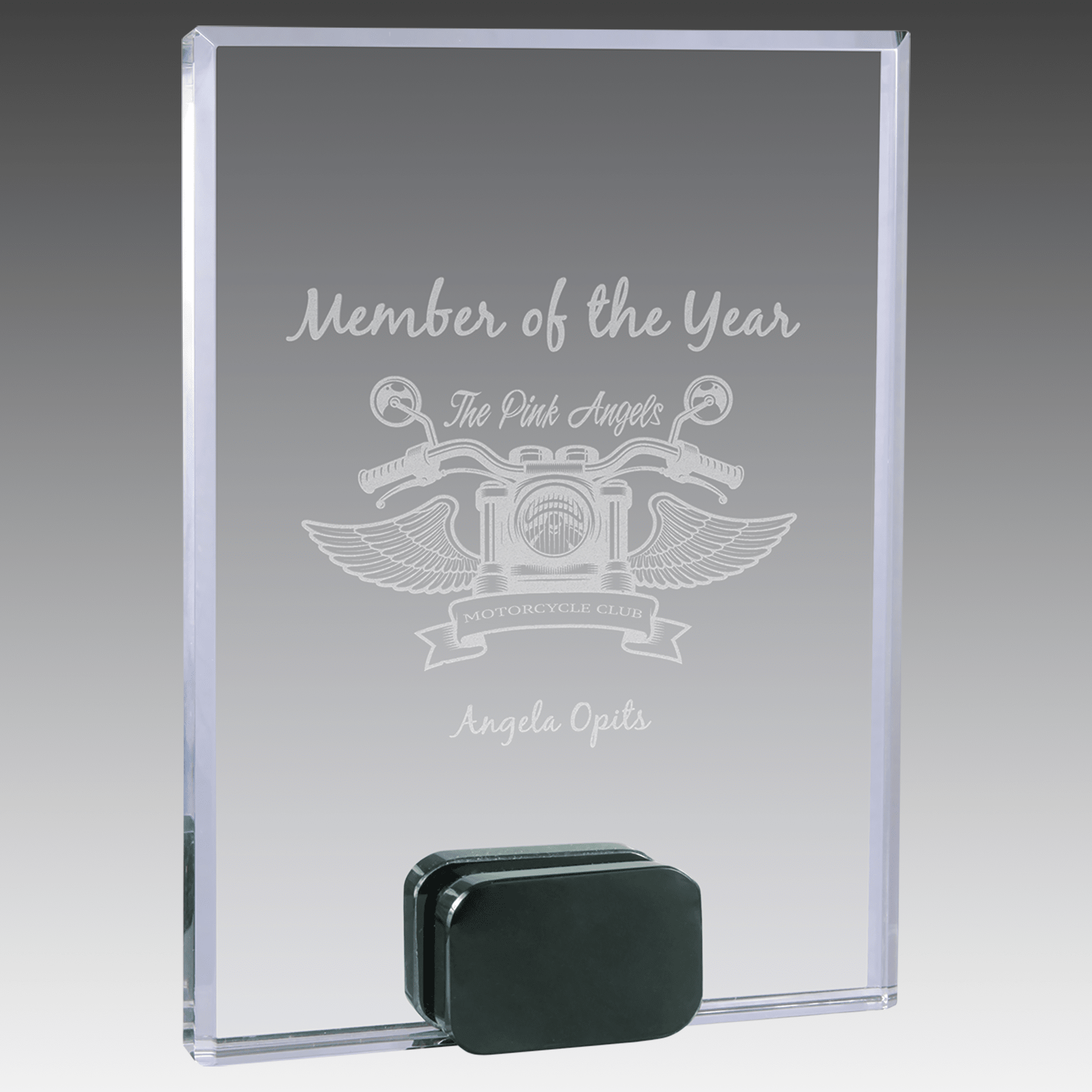 6" x 8" Crystal Rectangle with Black Crystal Base