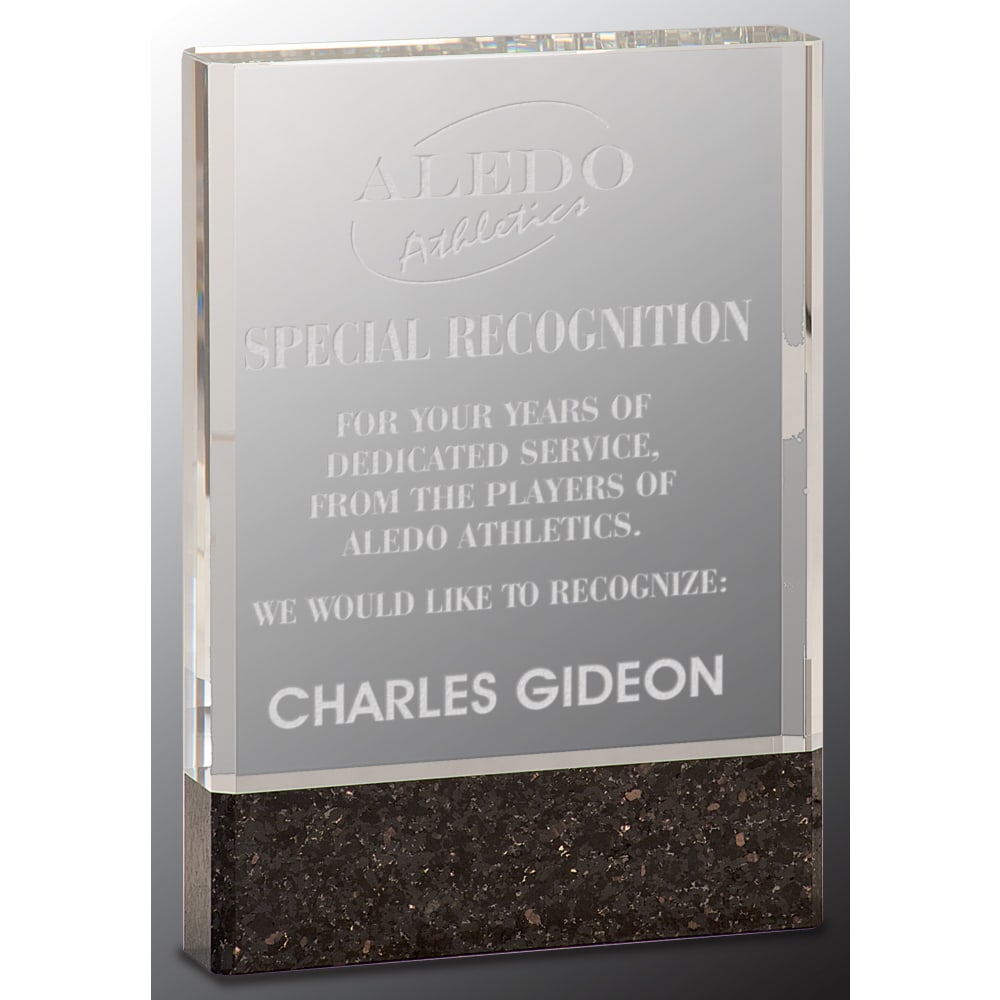 5" x 7" Clear Fusion Crystal Award with Genuine Black Marble