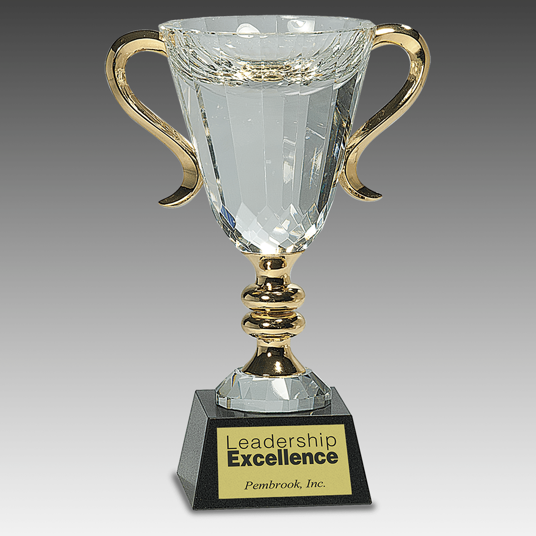 8.5" Crystal Cup with Gold Handles and Stem