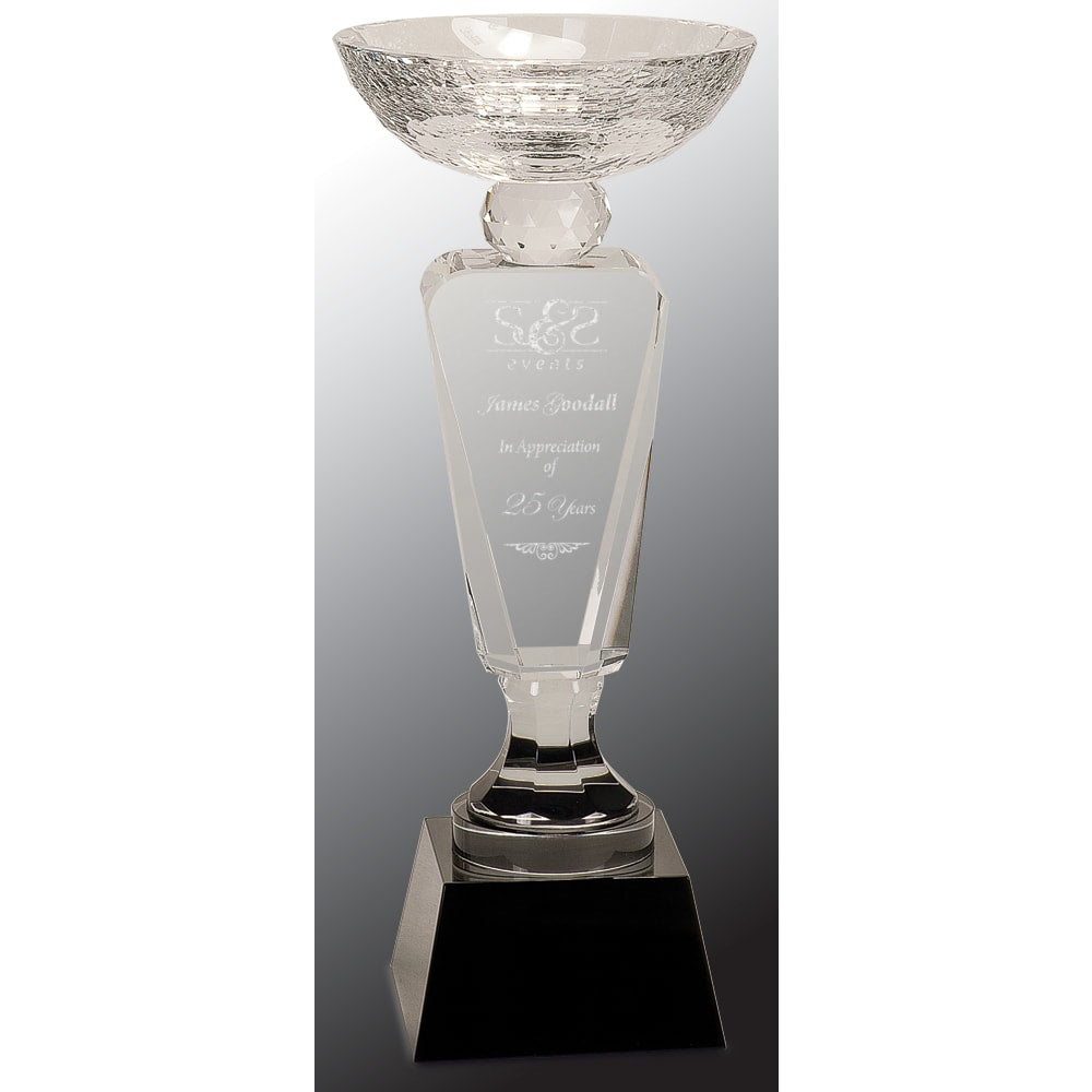 11" Clear Crystal Cup with Black Pedestal Base