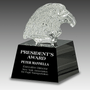 5.75" Clear Crystal Eagle Head on Black Pedestal Base